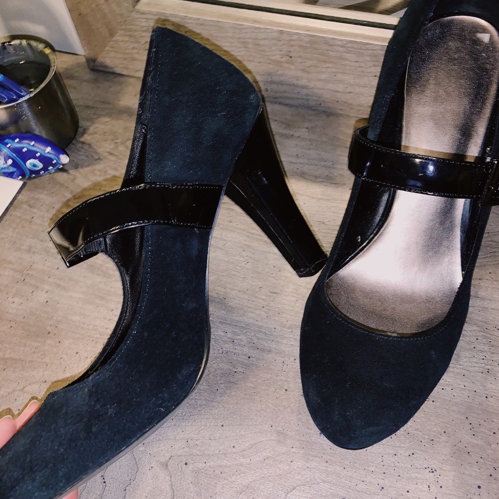 Cute black strap heels